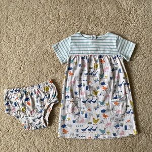 Mini Boden White Farm Hotchpotch Dress Set 2-3T